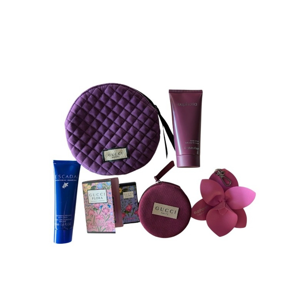 Gucci Beauty Pouch Calvin Klein Euphoria Lotion Escada Body Cream Flower Charm‎